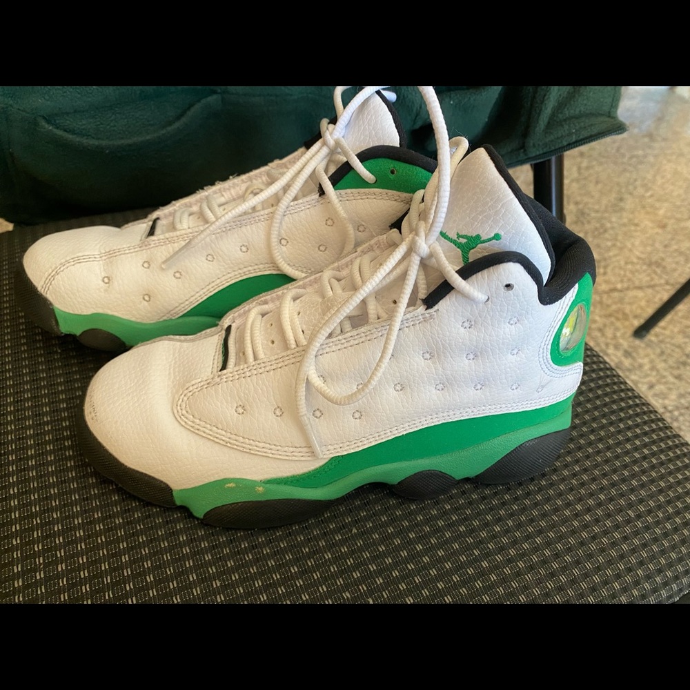 Kids White and Green Athletic Shoes